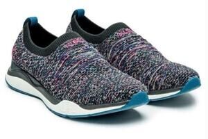 Kuru Womens Stride Casual Sneakers Size 9 Jet Black Confetti Knit Slip On NWOB